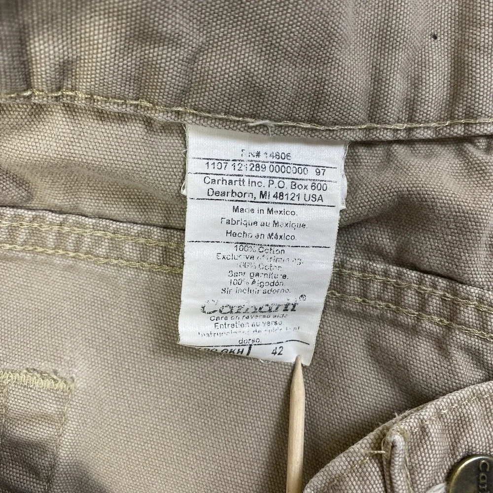 VTG Carhartt Shorts Men Sz 42 Beige Carpenter Cotton Rugged Canvas Work Short